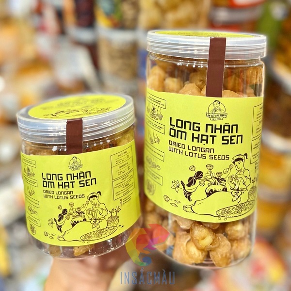 Mẫu tem nhãn mứt hạt sen dán thân hộp