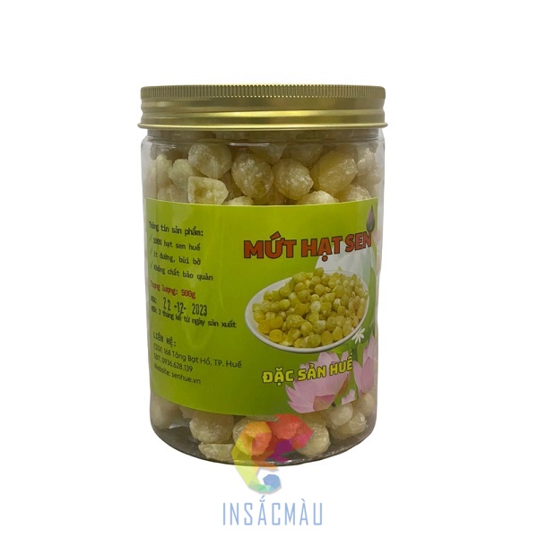 Mẫu tem nhãn mứt hạt sen đẹp