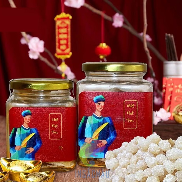 Mẫu tem nhãn mứt hạt sen cho mùa Tết