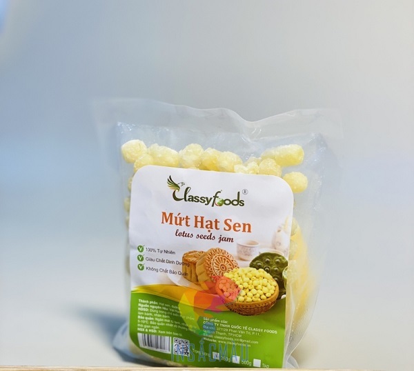 Mẫu tem nhãn mứt hạt sen hình chữ nhật