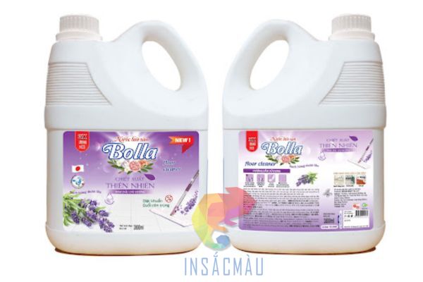 Mẫu tem nhãn nước lau sàn màu tím bắt mắt