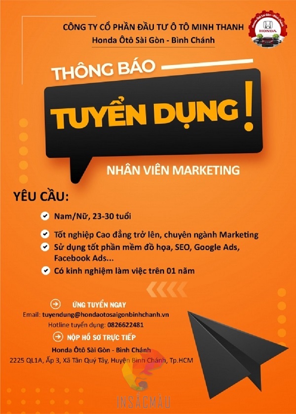 Mẫu tờ rơi tuyển dụng tone cam bắt mắt