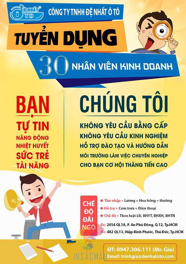 Mẫu tờ rơi tuyển dụng nhân viên kinh doanh