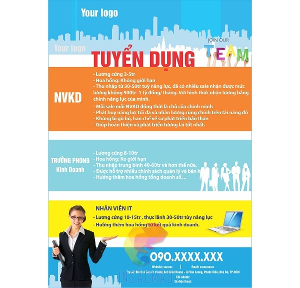 Mẫu tờ rơi tuyển dụng chất lượng tốt