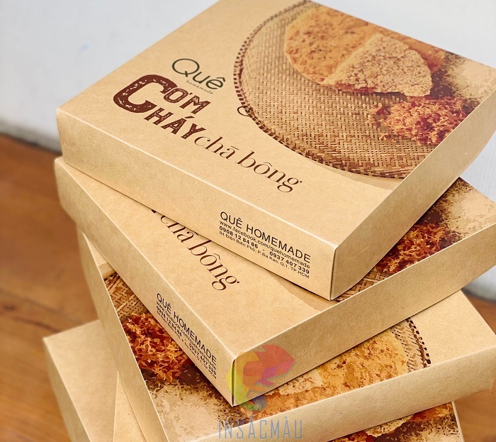 Mẫu hộp giấy kraft đựng cơm cháy cao cấp
