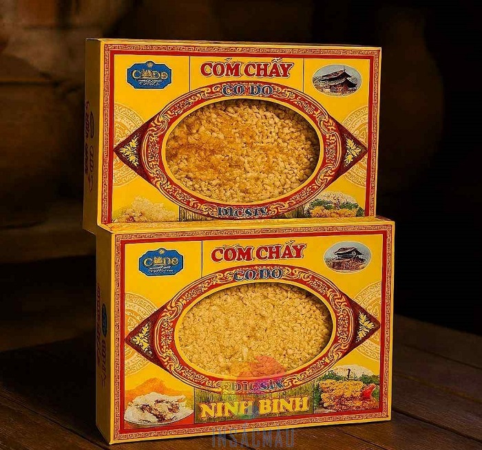 Mẫu hộp đựng cơm cháy đẹp, có cửa sổ