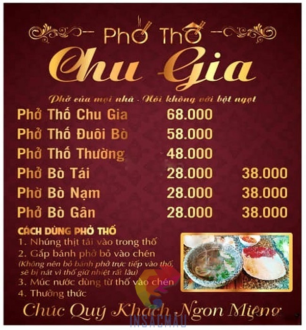 Mẫu menu phở tông màu trầm