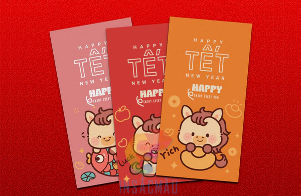 Mẫu bao lì xì in hình ngựa - linh vật 2026 cute