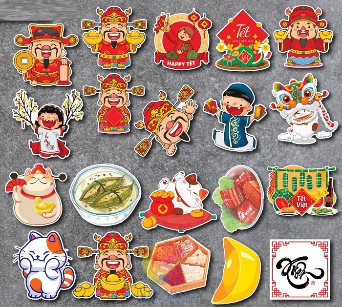 Các mẫu sticker chủ đề mùa Tết dễ thương