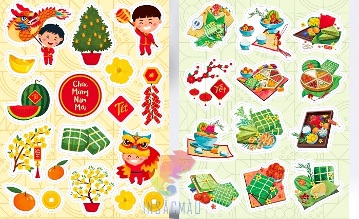 Các mẫu sticker Tết đa dạng