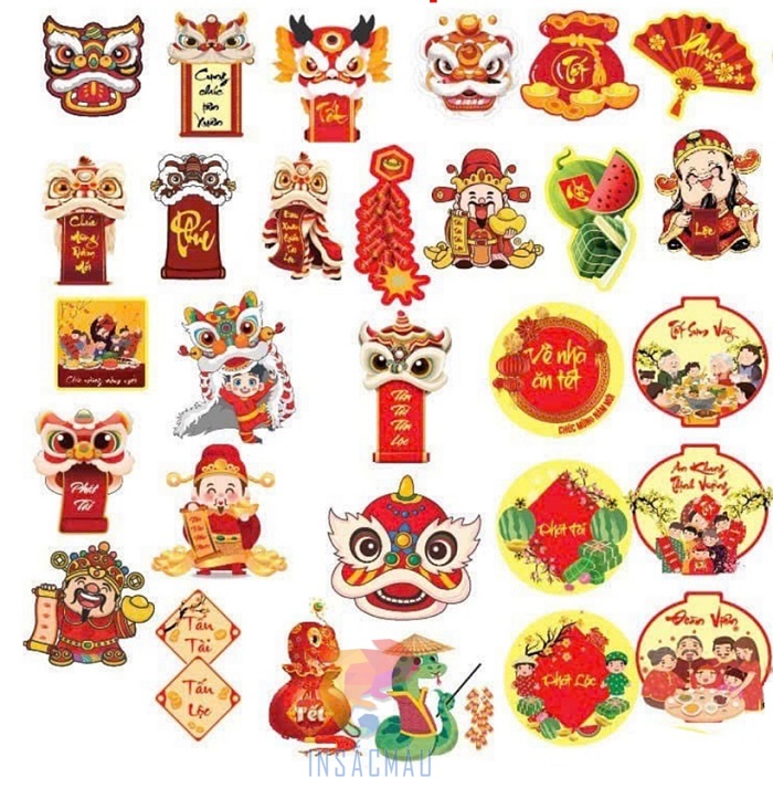 Các mẫu sticker, biểu tượng truyền thống của mùa Tết