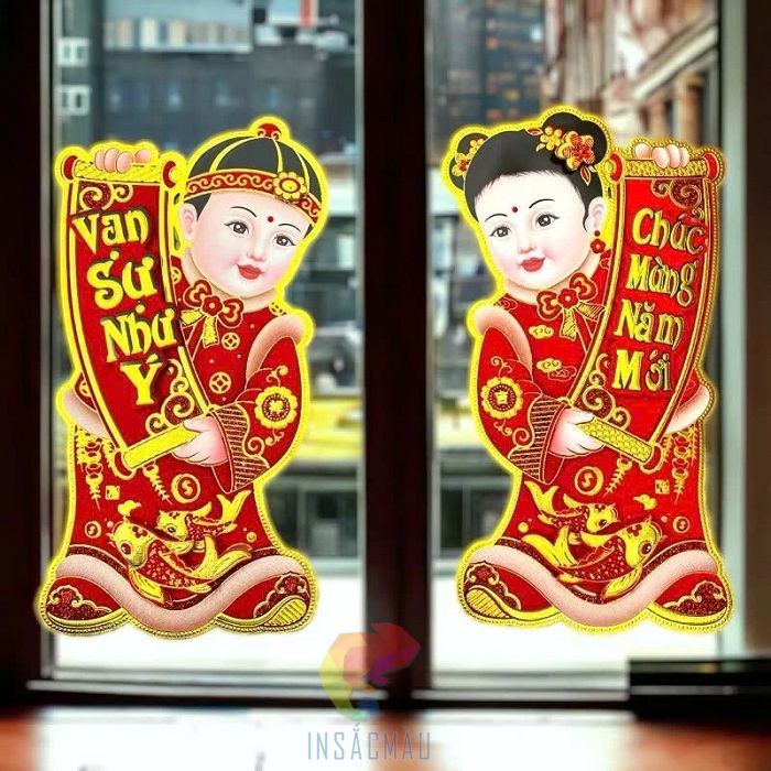 Mẫu sticker Tết trang trí cửa