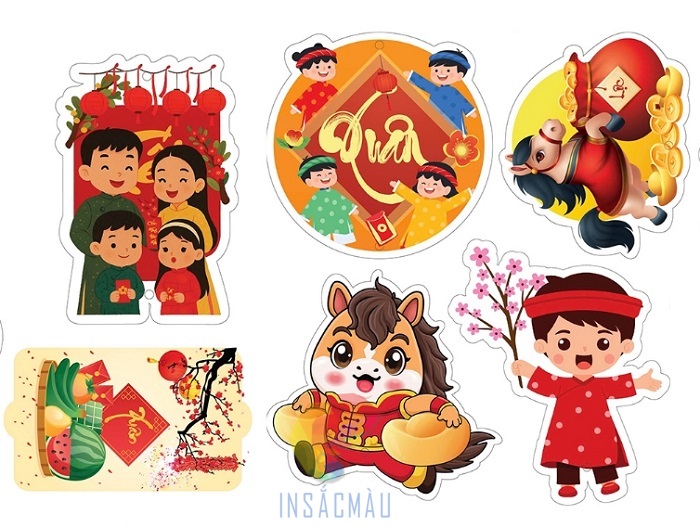 Mẫu nhãn sticker chúc Tết đáng yêu