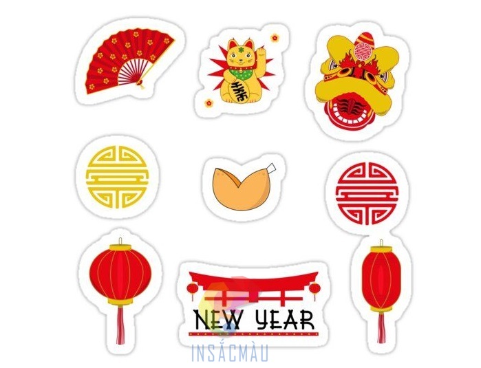 Sticker dán mùa Tết dễ thương