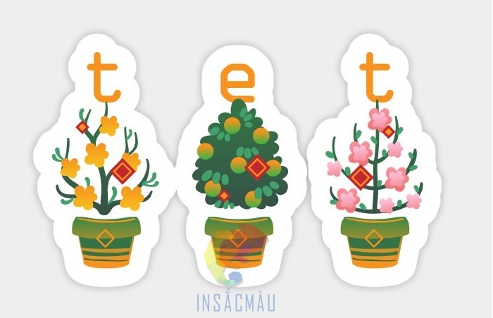 Mẫu sticker dán Tết