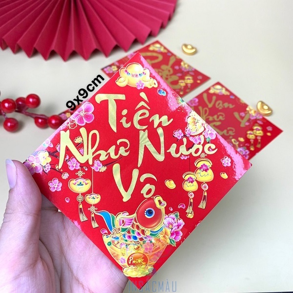 Mẫu tem dán giỏ quà tết in câu chúc ý nghĩa