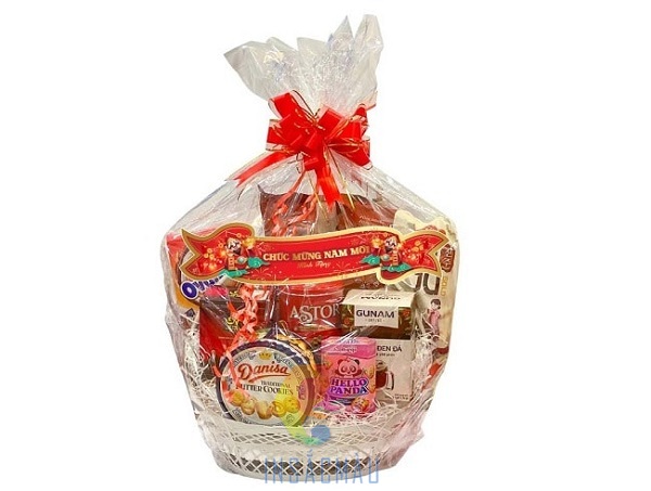 Mẫu tem dán giỏ quà tết đơn giản
