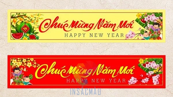 Mẫu tem dán giỏ quà tết hình chữ nhật