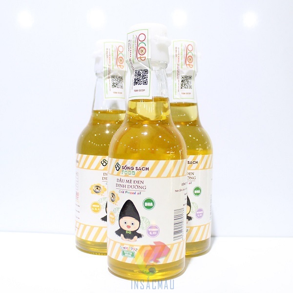 Mẫu tem nhãn dầu mè thiết kế bắt mắt