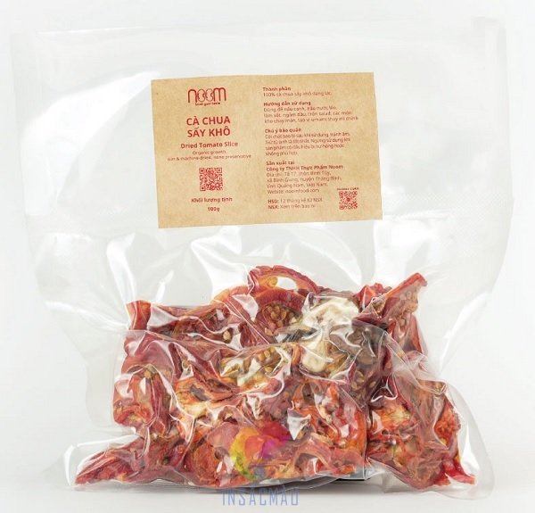 Mẫu tem nhãn cà chua sấy bằng giấy kraft