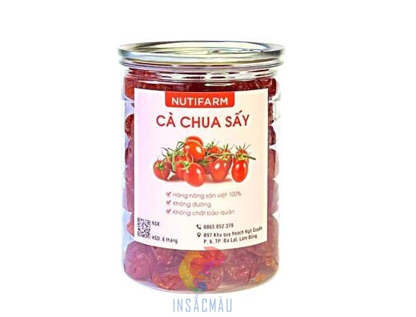 Mẫu tem cà chua sấy thiết kế đơn giản, đẹp mắt