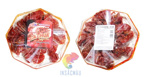 Mẫu tem cà chua sấy hình vuông