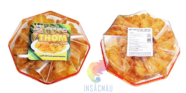 Mẫu tem nhãn dứa sấy dán nắp hộp