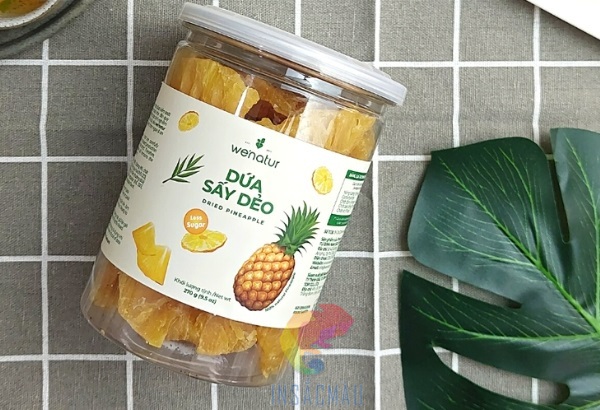 Mẫu tem nhãn dứa sấy đẹp, ấn tượng