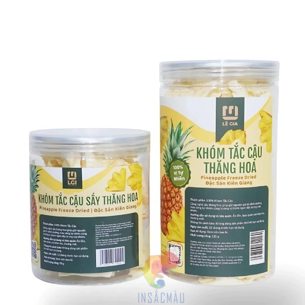 In tem nhãn dứa sấy theo yêu cầu, giá rẻ tại công ty In Sắc Màu