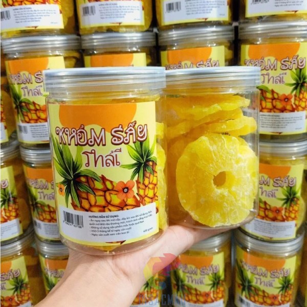 Mẫu tem nhãn dứa sấy thiết kế theo yêu cầu