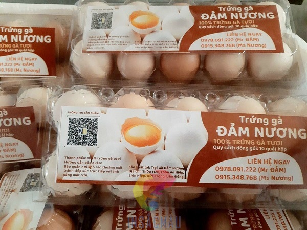 Mẫu tem nhãn hộp trứng gà bằng giấy