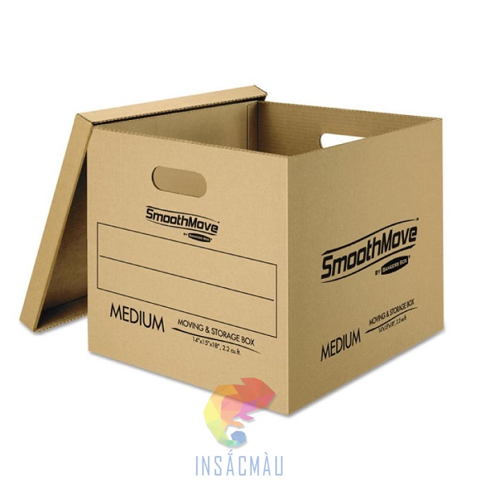 Mẫu thùng carton nắp rời in thông tin thương hiệu