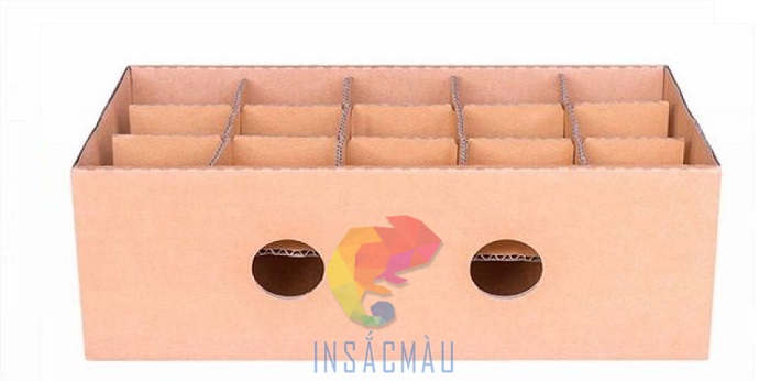 Mẫu thùng carton nắp rời có vách ngăn, lỗ thông hơi