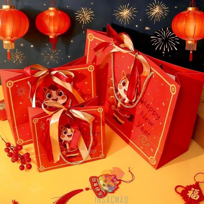 Mẫu túi đựng quà Tết buộc nơ chắc chắn