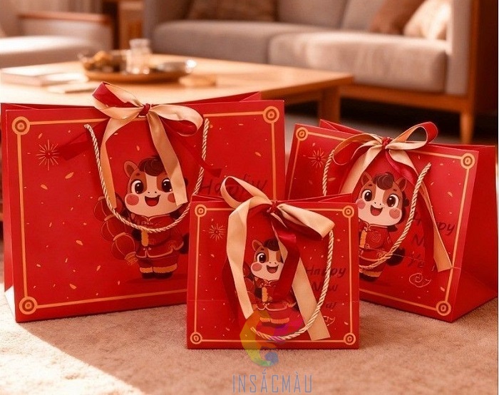 Mẫu túi giấy đựng quà Tết in hình con ngựa