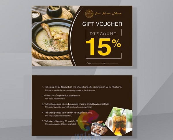 Mẫu card visit kết hợp phiếu giảm giá 15%