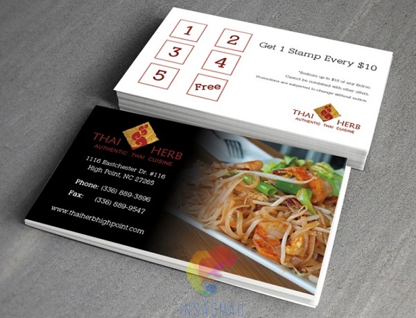 Card visit nhà hàng đồ Thái kết hợp thẻ tích điểm