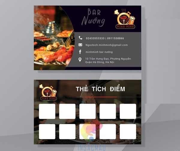 Card visit nhà hàng nướng - BBQ kết hợp thẻ tích điểm