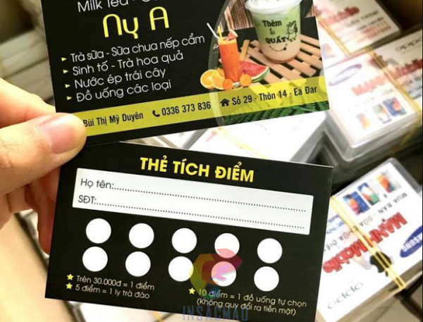 Card visit kết hợp thẻ tích điểm cho cửa hàng trà sữa