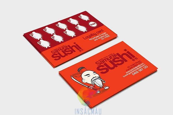 Card visit kết hợp thẻ tích điểm cho nhà hàng sushi