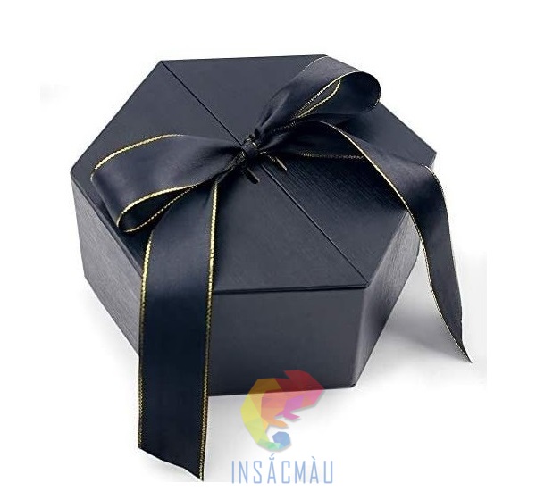 Hộp giấy đựng quà hình đa giác màu đen sang trọng