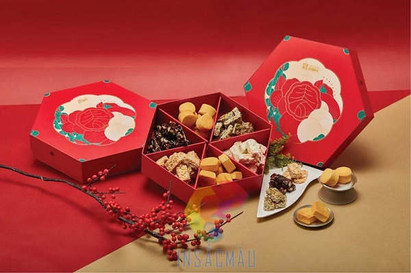 Hộp giấy đựng quà Tết hình lục giác