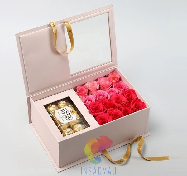 Hộp quà tặng nắp nam châm đựng hoa và quà