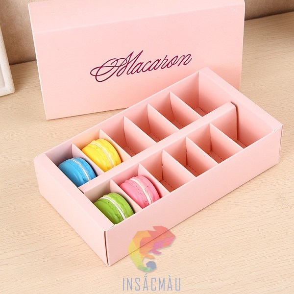 Mẫu bao bì đẹp dạng hộp đựng bánh macaron