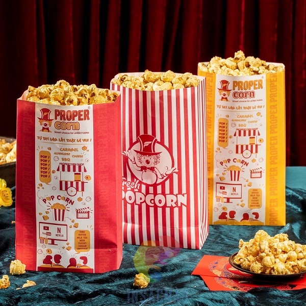 Mẫu bao bì đẹp, nổi bật đựng bắp rang bơ