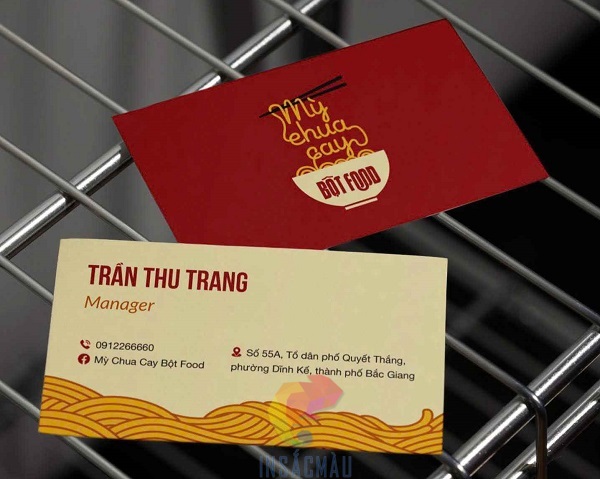 Mẫu card visit cho nhà hàng mì chua cay Bột Food