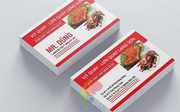 Mẫu card visit cho nhà hàng heo quay, vịt quay