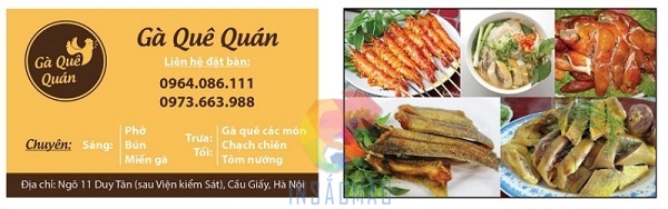 Mẫu card visit cho nhà hàng chuyên các món gà - Gà Quê Quán