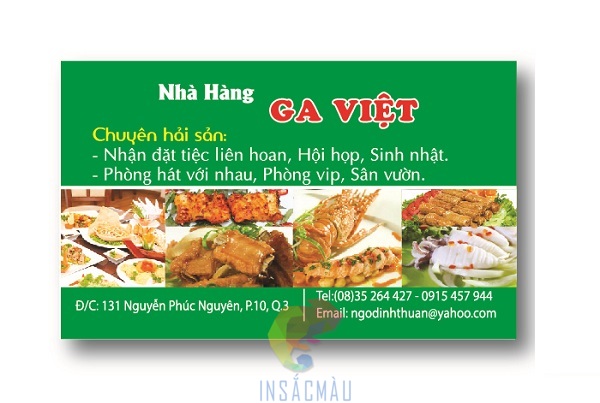 Mẫu card visit cho nhà hàng kết hợp bán lẻ thực phẩm