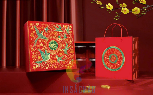 Mẫu hộp quà Tết phong cách truyền thống sang trọng